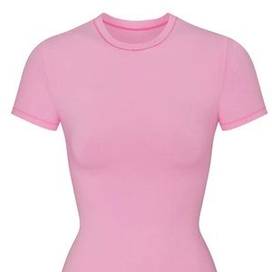 skims bubble gum pink cotton jersey short sleeve